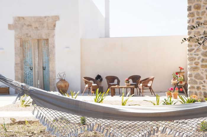 Terrasse mit Hängematte Finca Mallorca mit Pool PM 6566