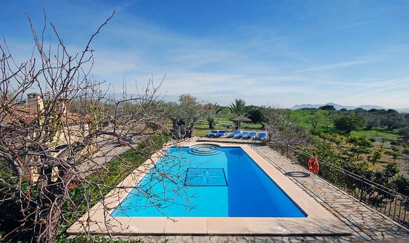 Pool und Blick Finca Mallorca PM 384 für 10 Personen